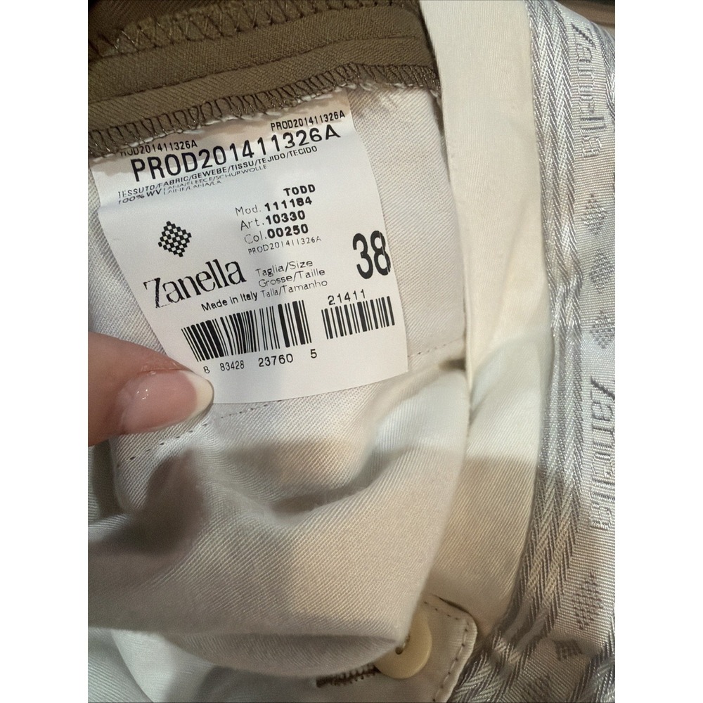 Zanella Mens Dress Pants Size 38 Brown Wool Flat Front Trousers Italy - Picture 5 of 5